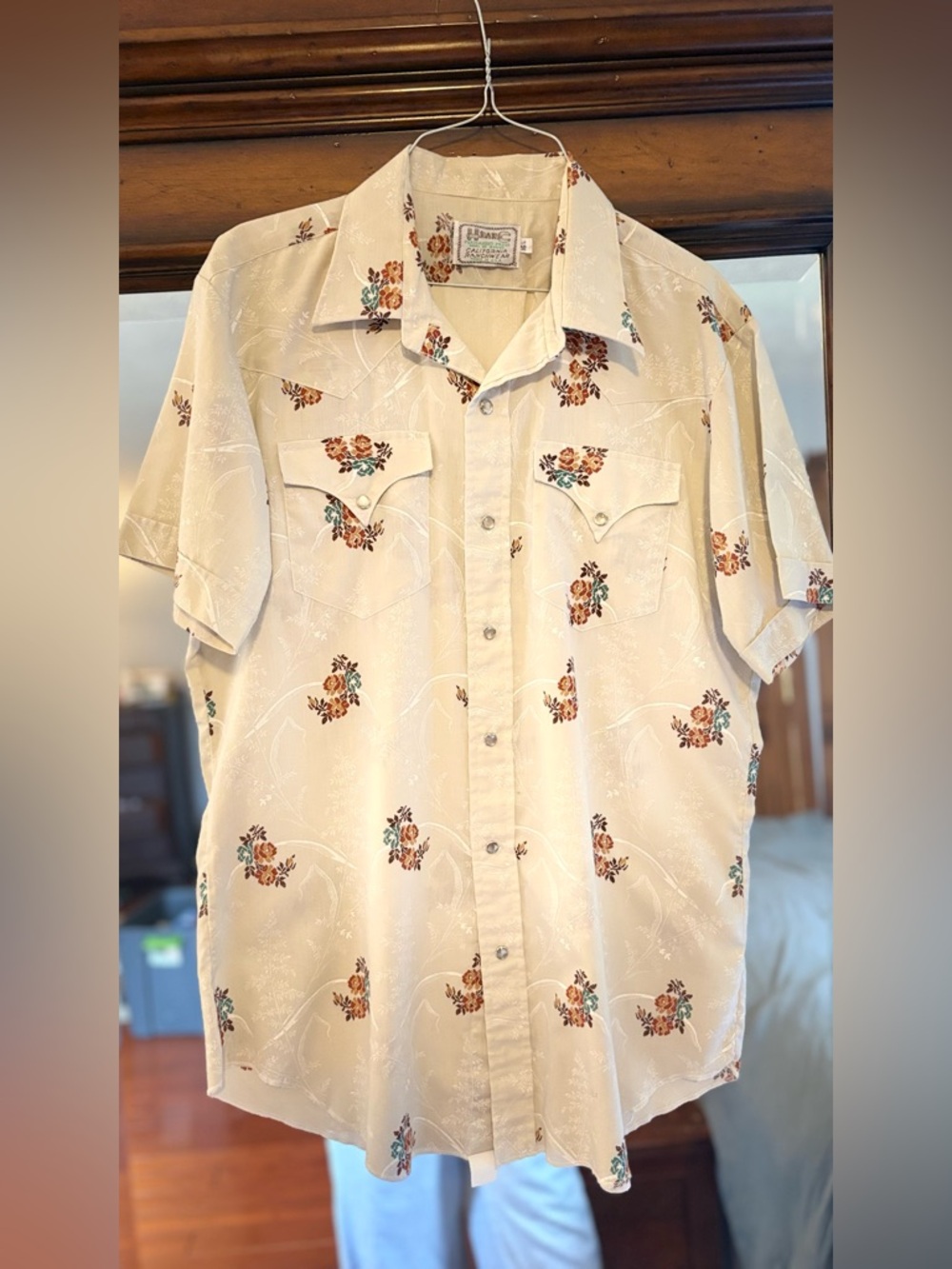 Vintage 70’s H Bar C Ranchwear Floral Short-Sleeve Western Shirt 16-1/2” Large